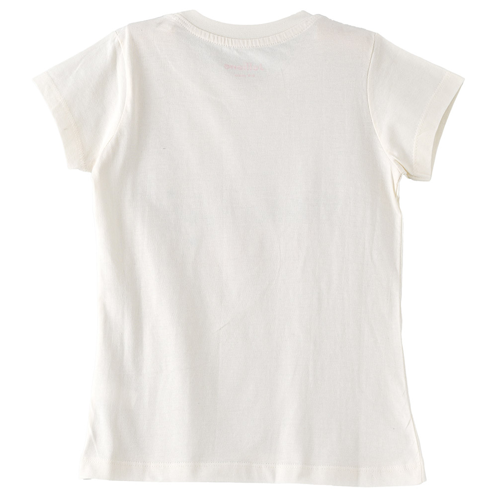 Jelliene Girls Basic Round Neck Graphic T-Shirt - Cream