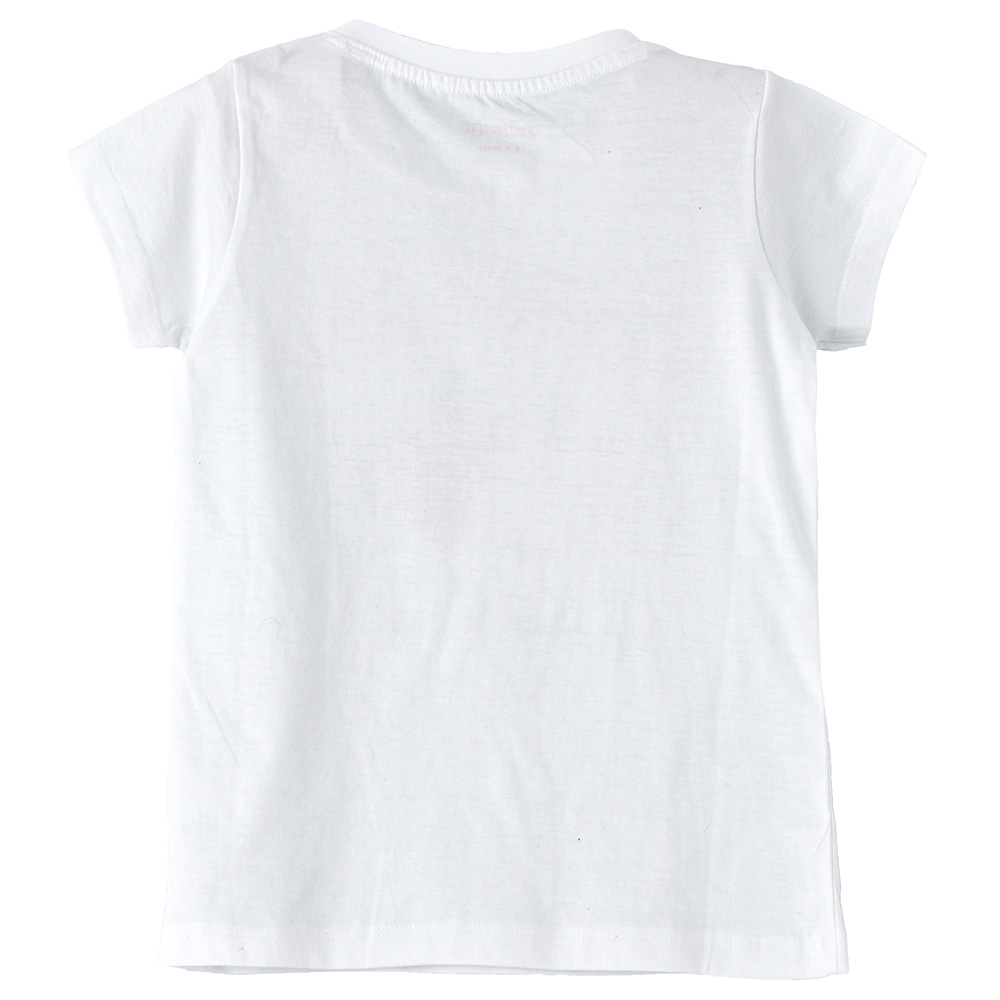 Jelliene Girls Basic Round Neck Graphic T-Shirt - White