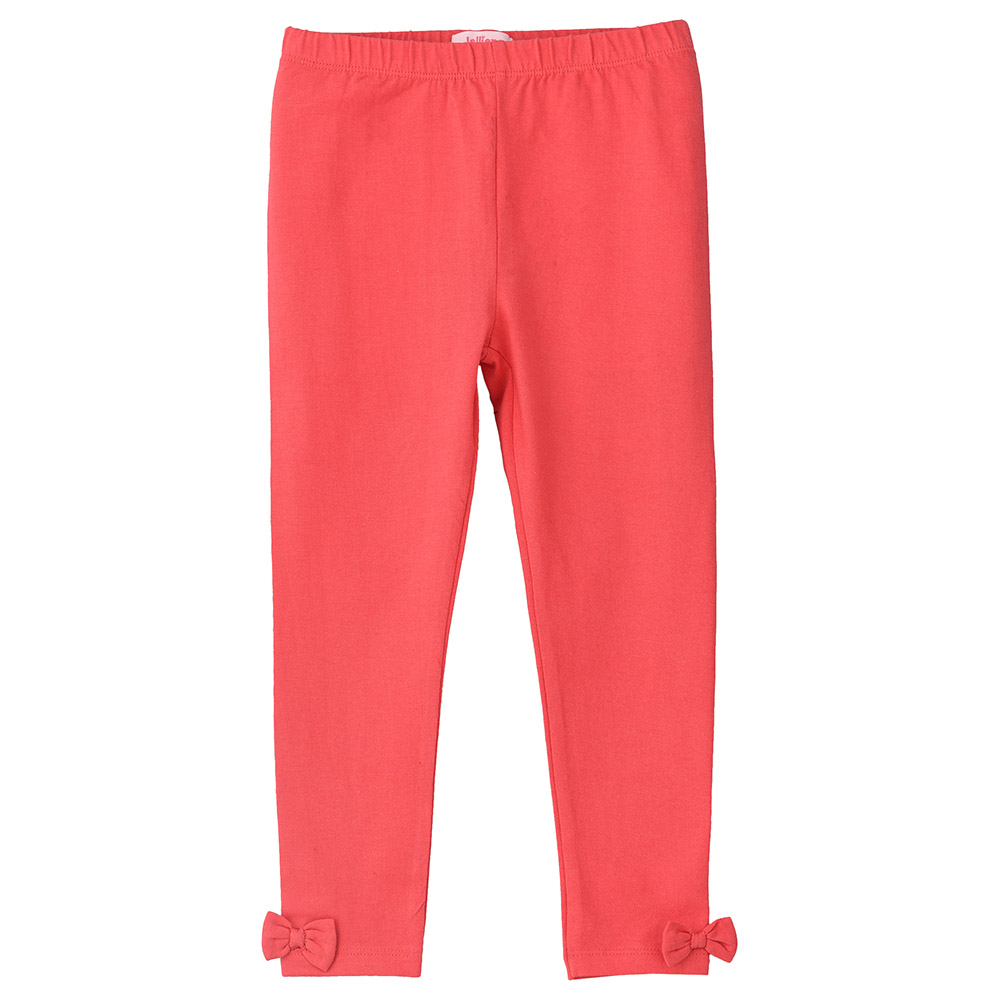 Jelliene Knit Leggings with Knot at Bottom - Coral