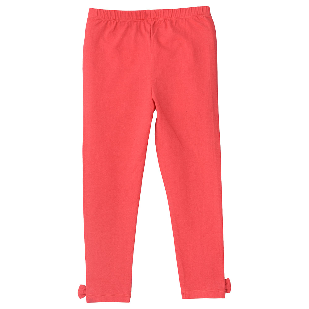 Jelliene Knit Leggings with Knot at Bottom - Coral