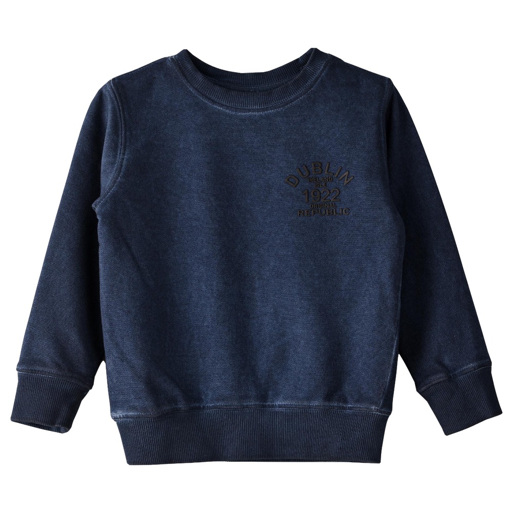 Jam Knit Sweat Top with Washout Effect - Blue
