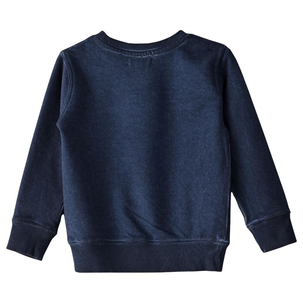 Jam Knit Sweat Top with Washout Effect - Blue