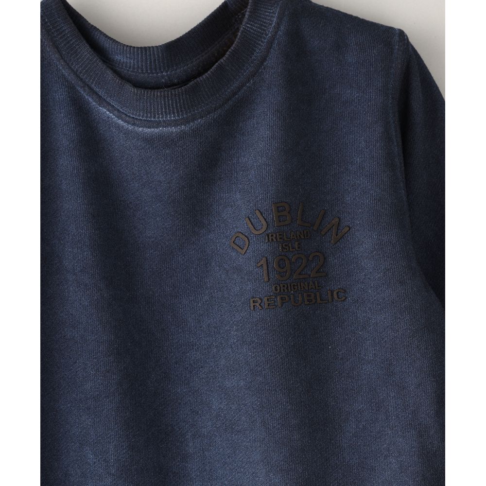 Jam Knit Sweat Top with Washout Effect - Blue