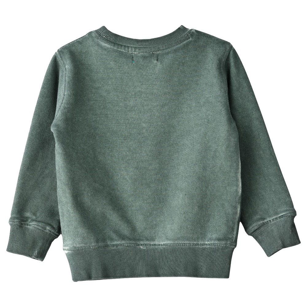 Jam Knit Sweat Top with Washout Effect - Green