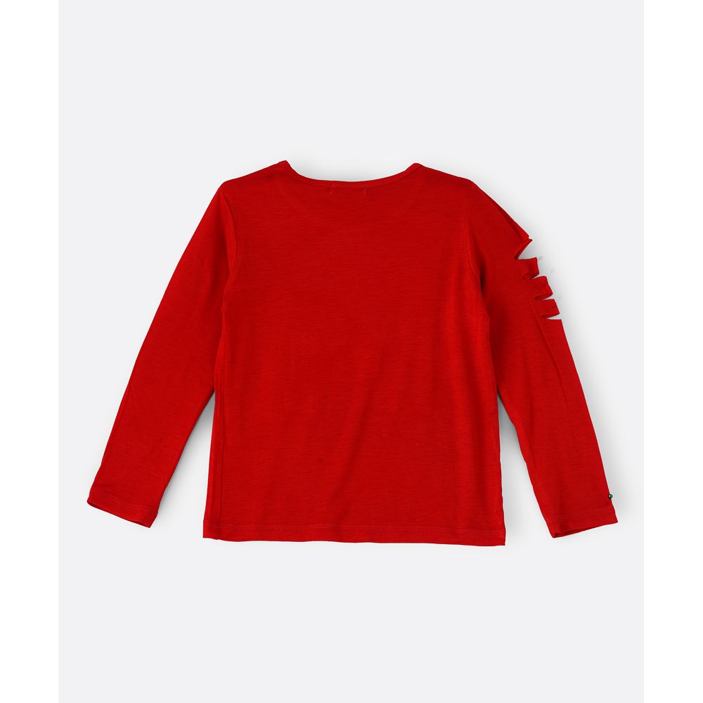 Jelliene Knit T-Shirt with Print - Red