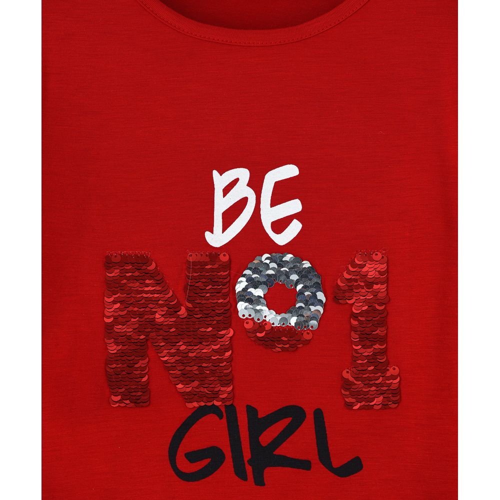 Jelliene Knit T-Shirt with Print - Red