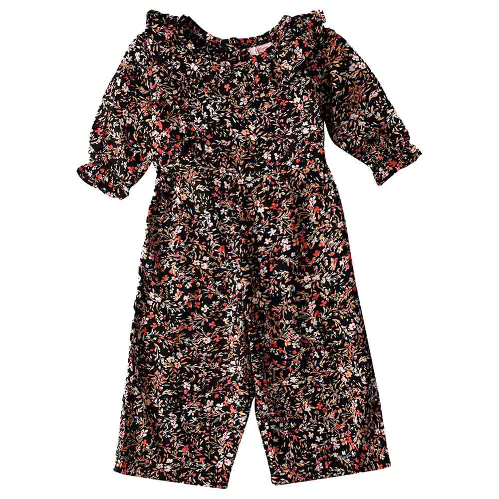Jelliene Full Sleeve Woven All-Over Print Jumpsuit - Brown