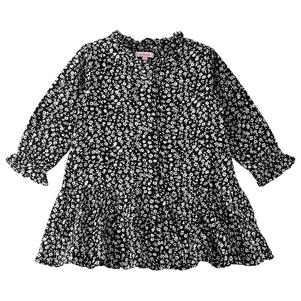 Jelliene All-Over Print Woven Jumpsuit - Black