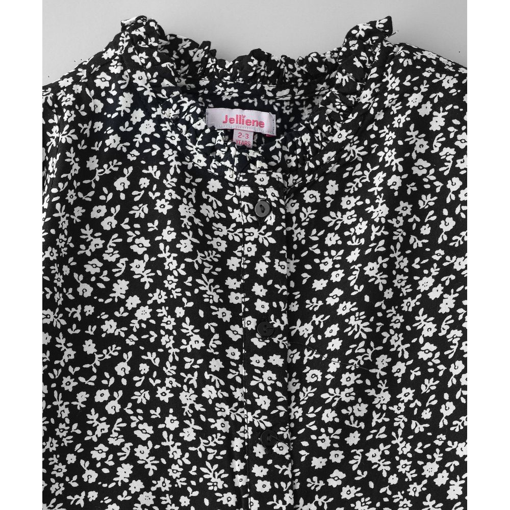 Jelliene All-Over Print Woven Jumpsuit - Black