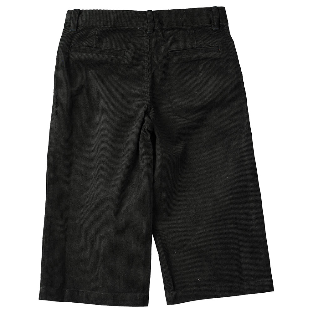 Jelliene Solid Woven Corduroy Culotte Pants - Green