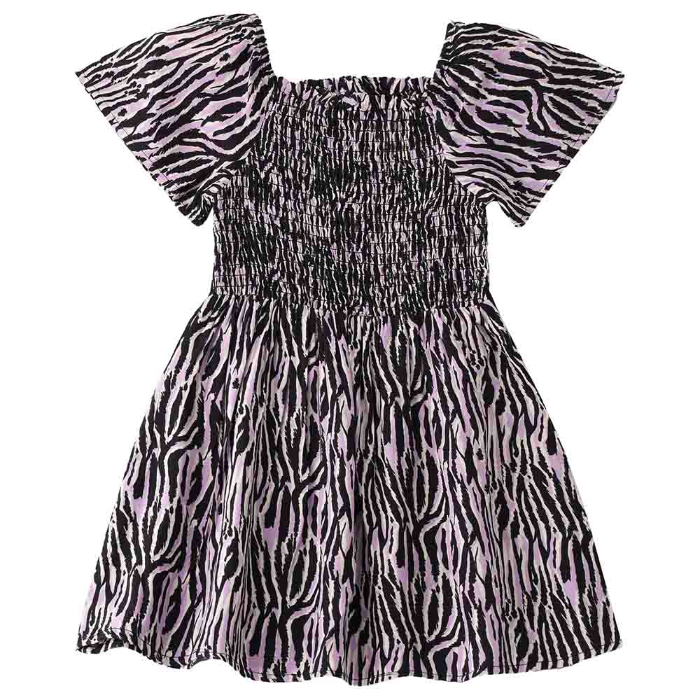 Jelliene Square Neck All-Over Print Woven Dress
