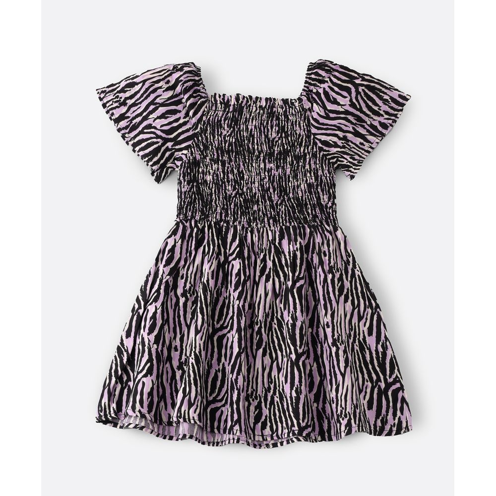 Jelliene Square Neck All-Over Print Woven Dress