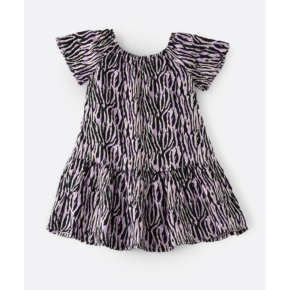 Jelliene Short Sleeve All-Over Print Woven Dress