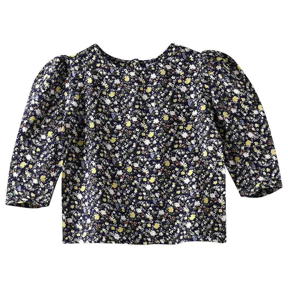 Jelliene Woven All-Over Print Full Sleeve Top with Puff Sleeves