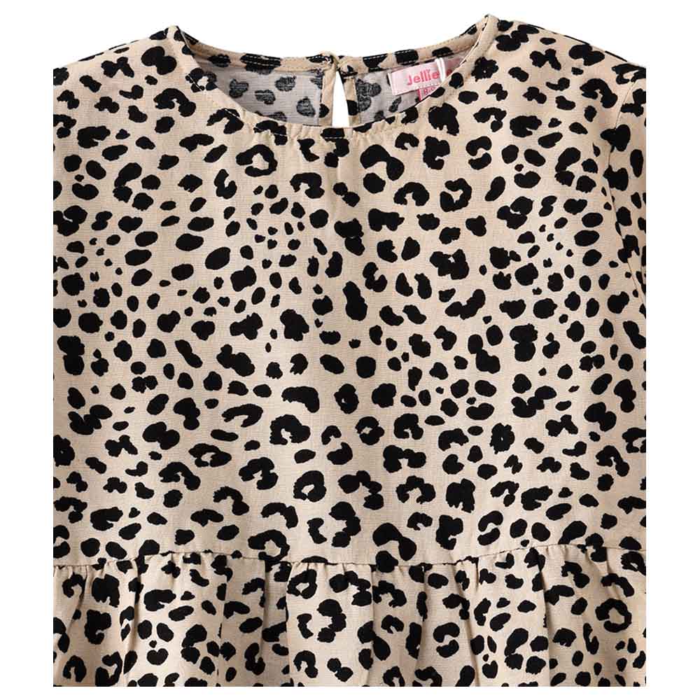 Jelliene Woven All-Over Print Top with Tiers at Bottom - Brown