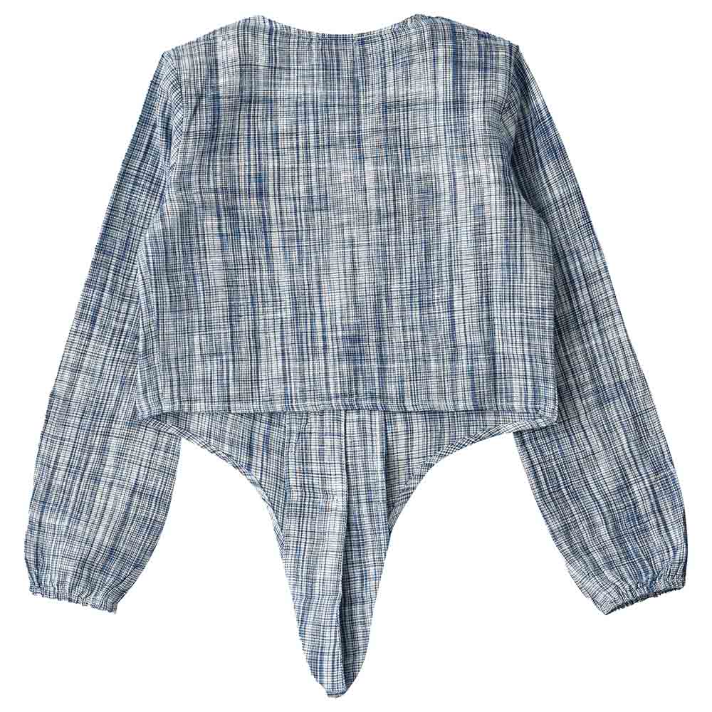 Jelliene Full Sleeve Woven Top with Front Button - Blue
