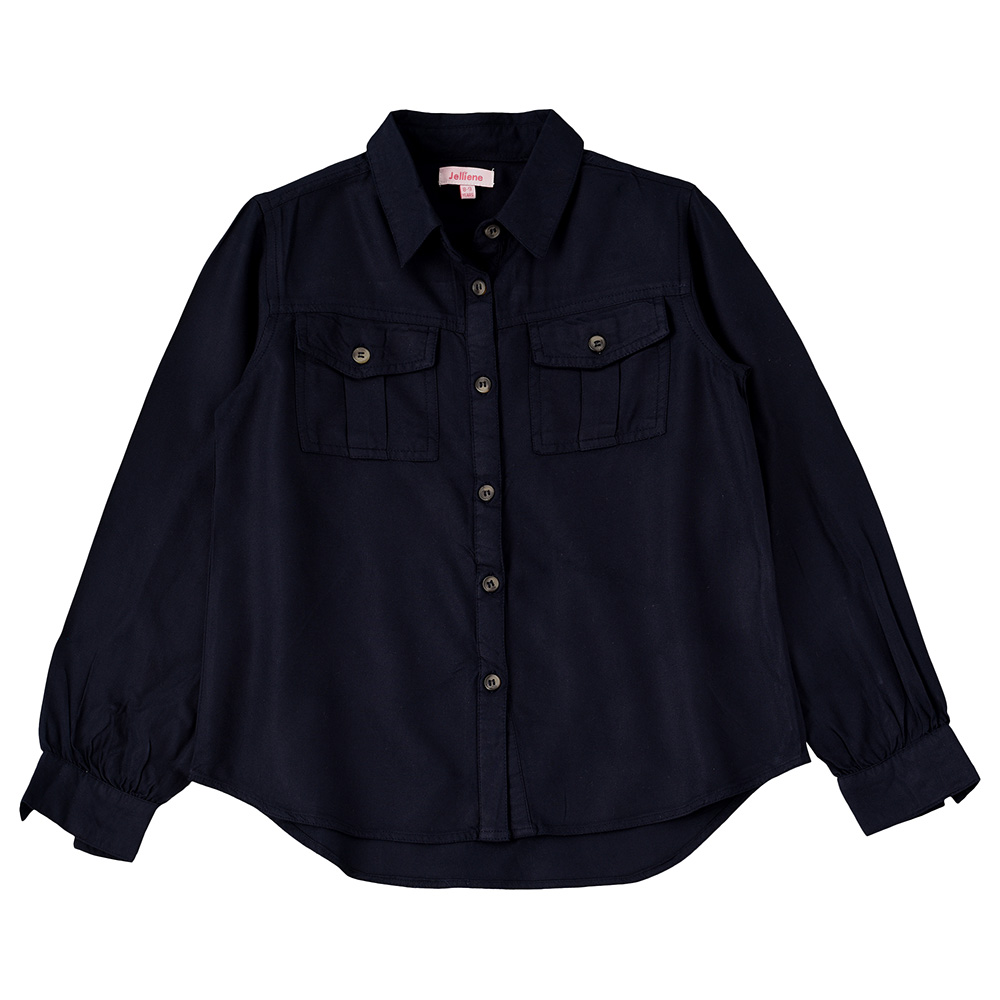 Jelliene Full Sleeve Woven Shirt with Pockets at Front - Navy Blue