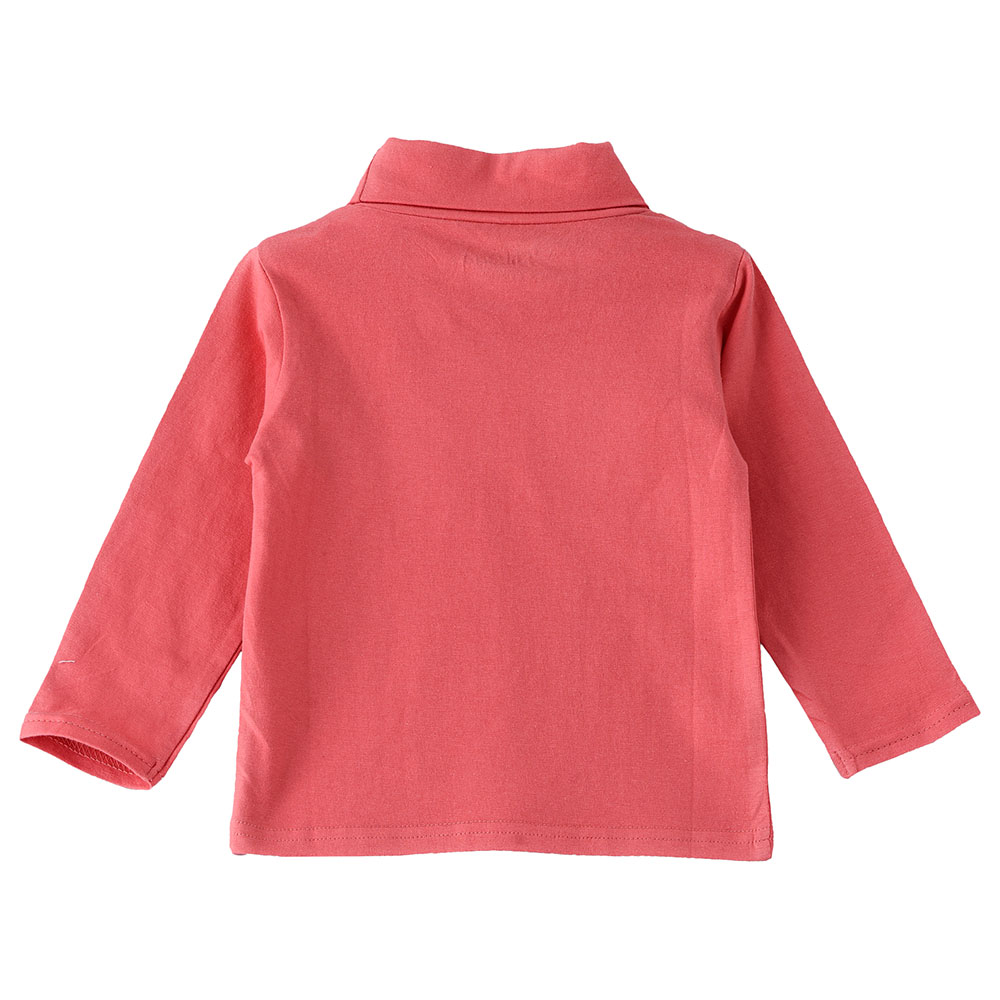 Jelliene Girls Basic Solid Turtle Neck T-Shirt - Coral