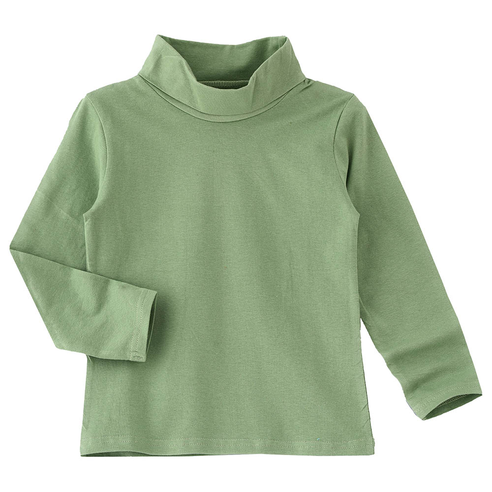 Jelliene Girls Basic Solid Turtle Neck T-Shirt Sheen - Green