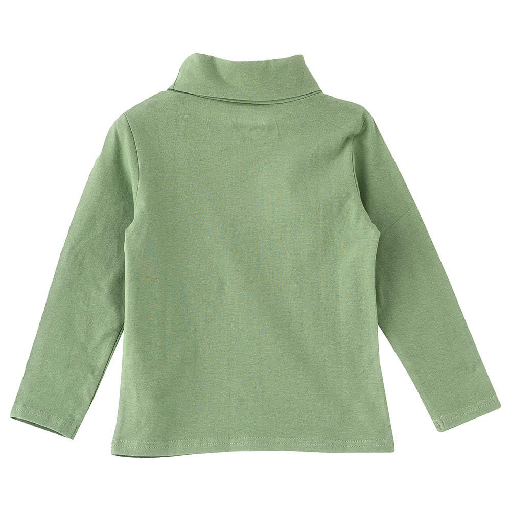 Jelliene Girls Basic Solid Turtle Neck T-Shirt Sheen - Green