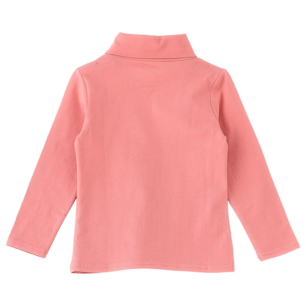 Jelliene Girls Basic Solid Turtle Neck T-Shirt Coral - Pink