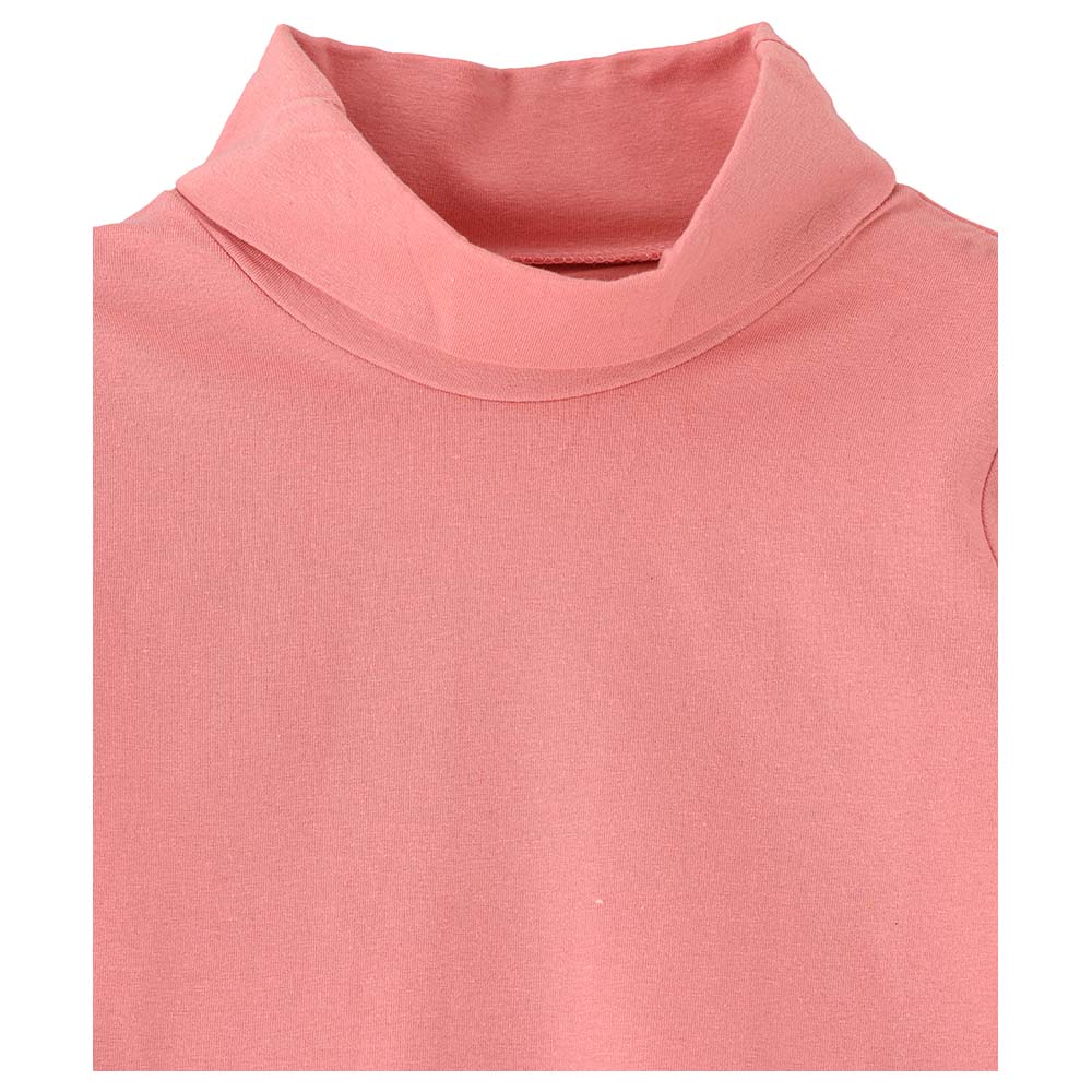 Jelliene Girls Basic Solid Turtle Neck T-Shirt Coral - Pink