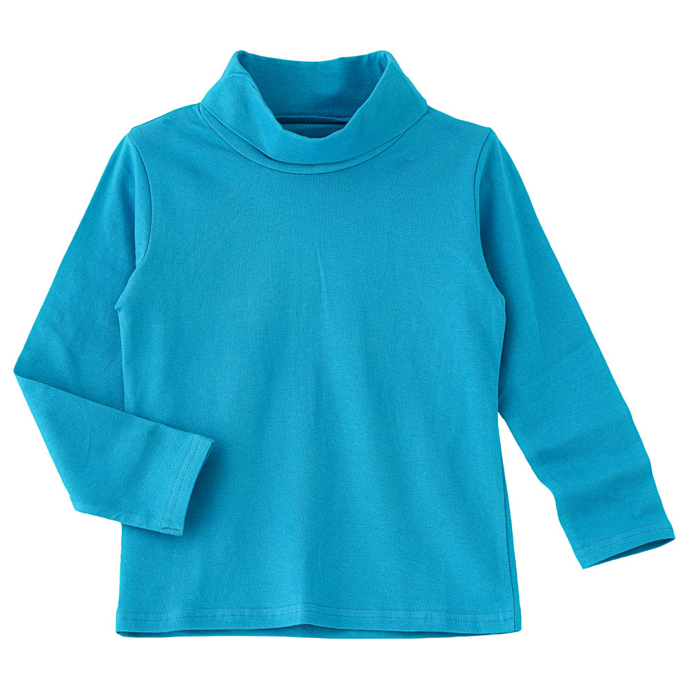 Jelliene Girls Basic Solid Turtle Neck T-Shirt Ocean - Blue