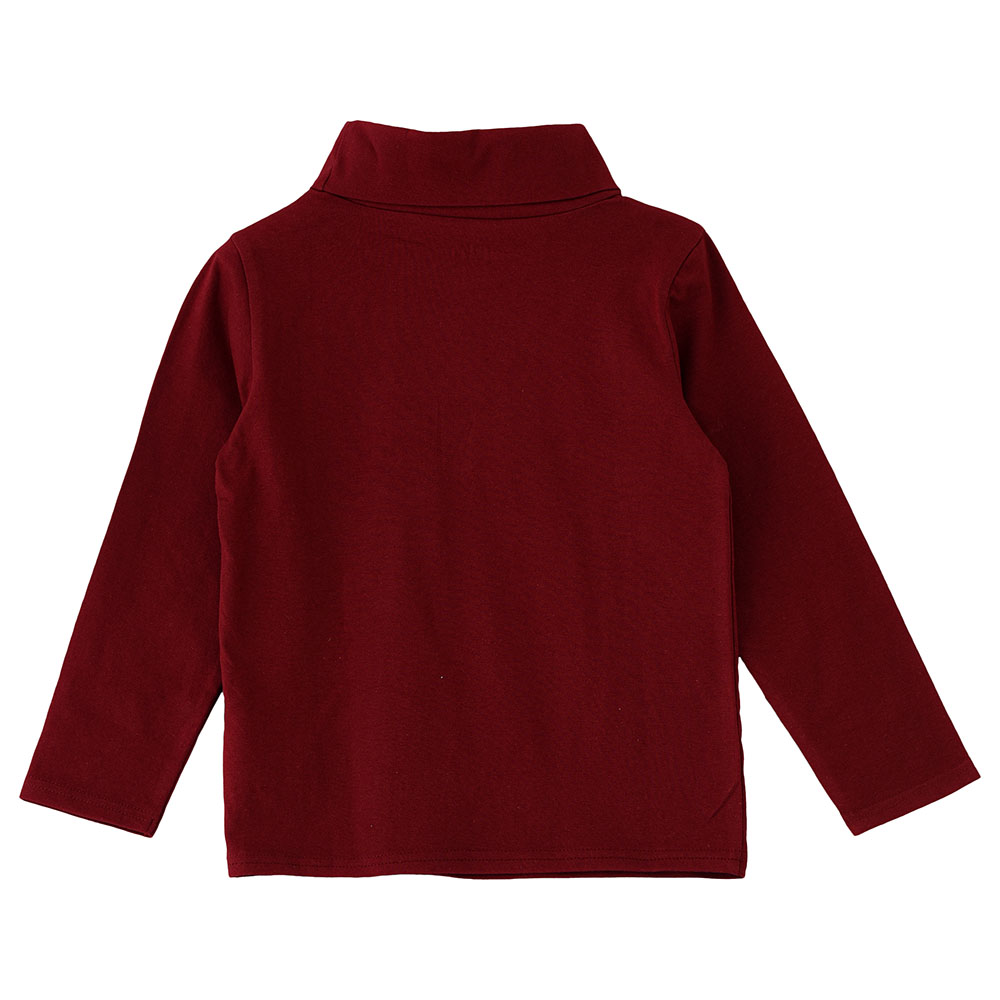 Jam Boys Basic Solid Turtle Neck T-Shirt - Red