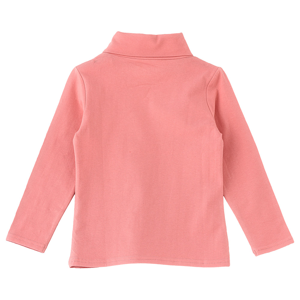 Jelliene Girls Basic Solid Turtle Neck T-Shirt - Pink