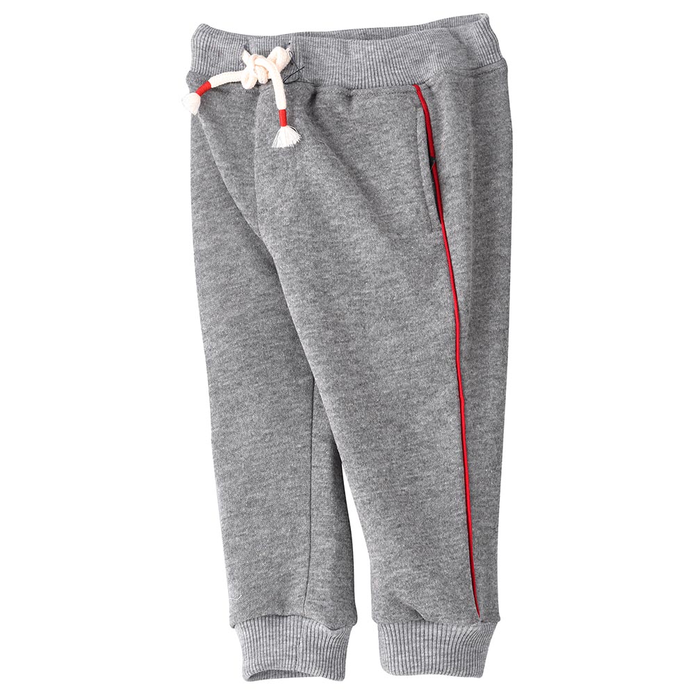 Jam Knit Jogger with Print at Pocket - Grey