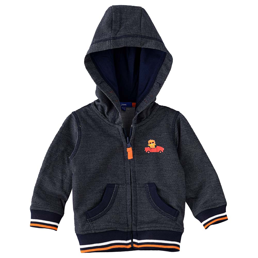 Jam Printed Knit Hooded Jacket - Blue