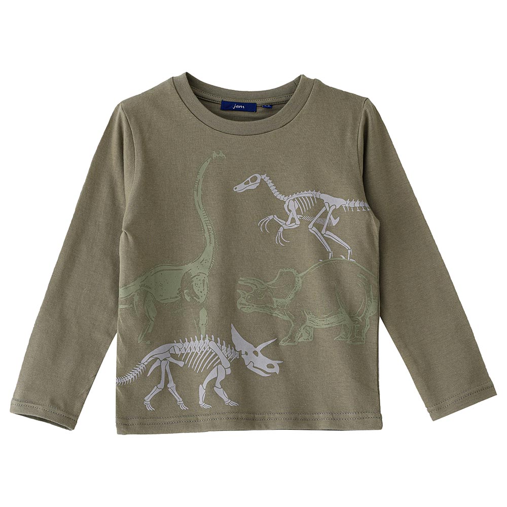 Jam Dinosaur Print Knit Top Olive - Green