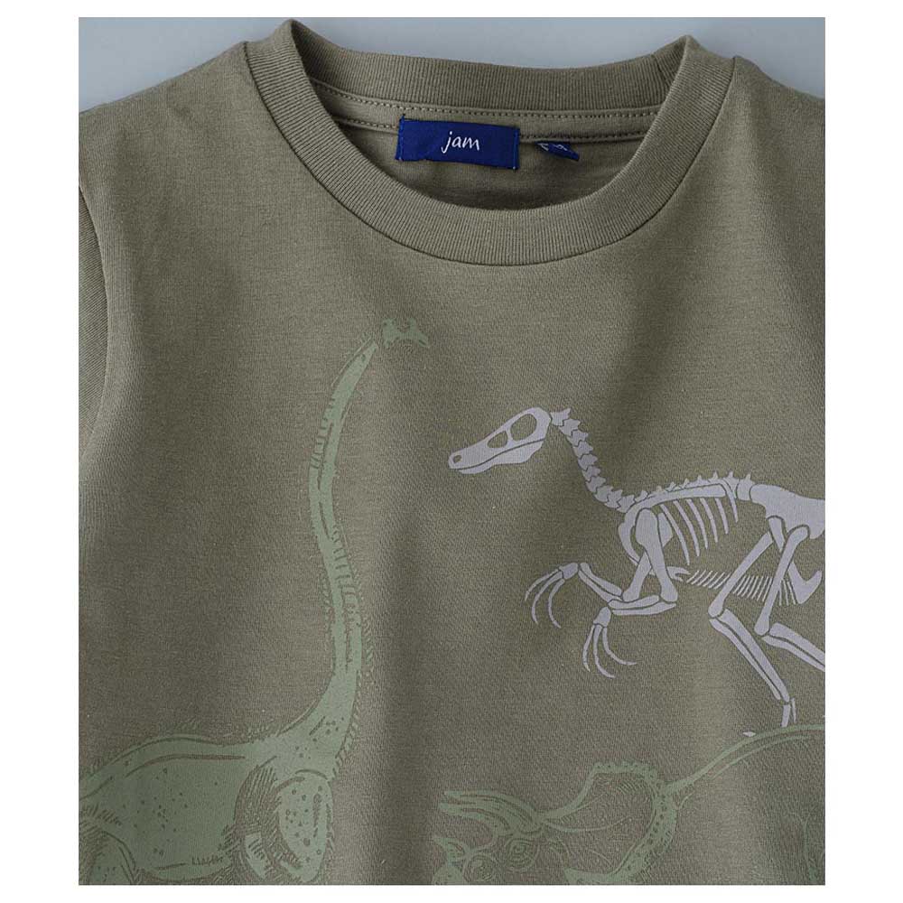 Jam Dinosaur Print Knit Top Olive - Green