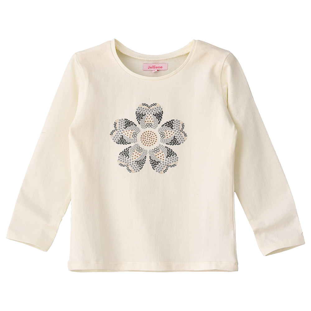 Jelliene Knit Round Neck Printed T-Shirt - Beige