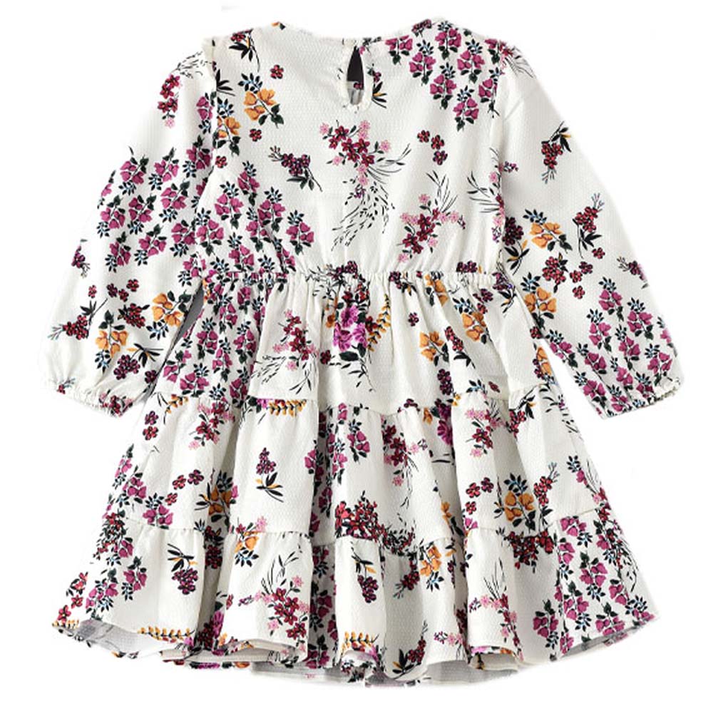 Jelliene Girls Floral Woven Top - White