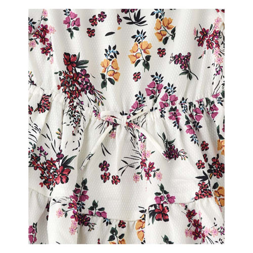 Jelliene Girls Floral Woven Top - White