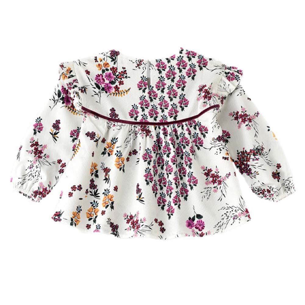 Jelliene Girls All Over Printed Woven Top - White