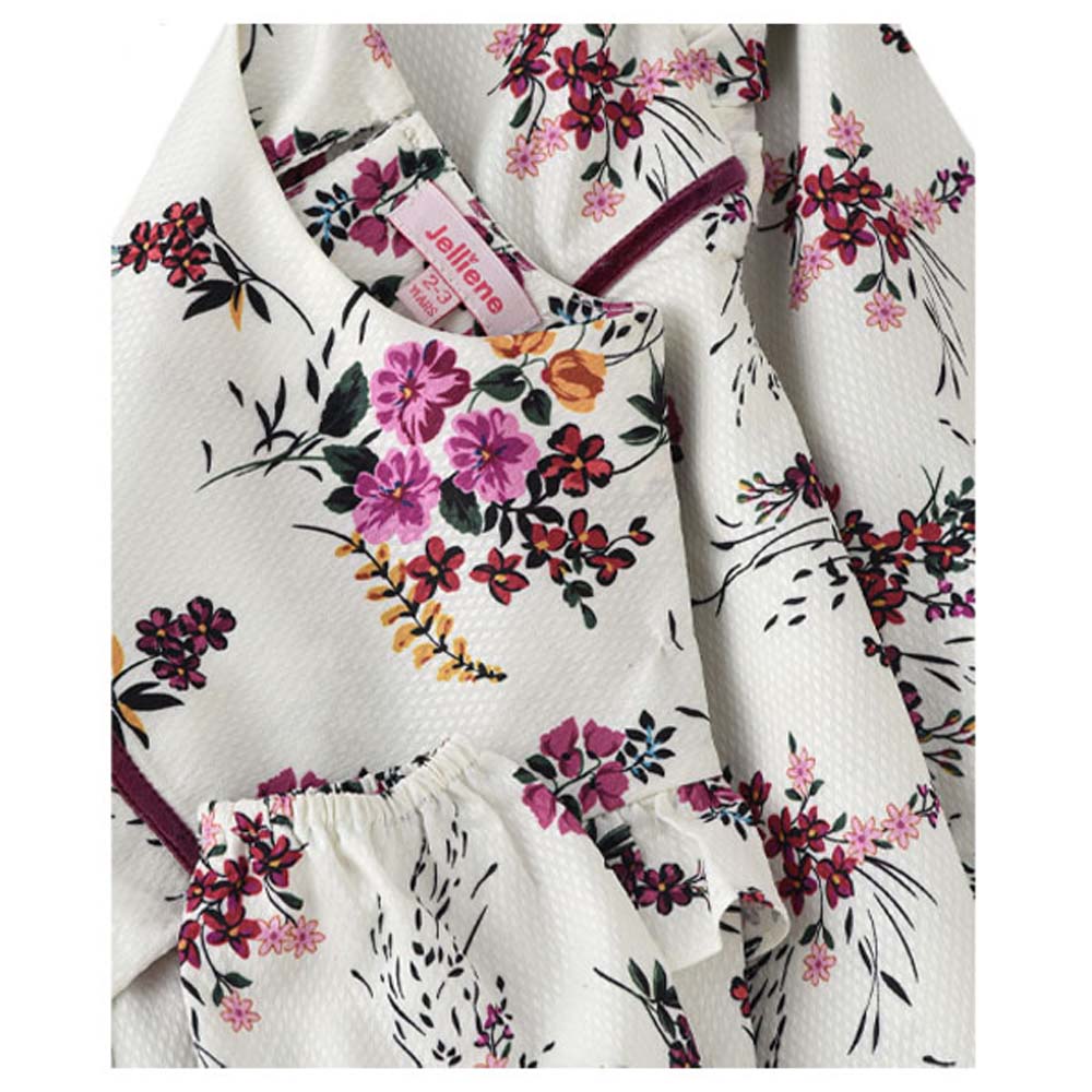 Jelliene Girls All Over Printed Woven Top - White