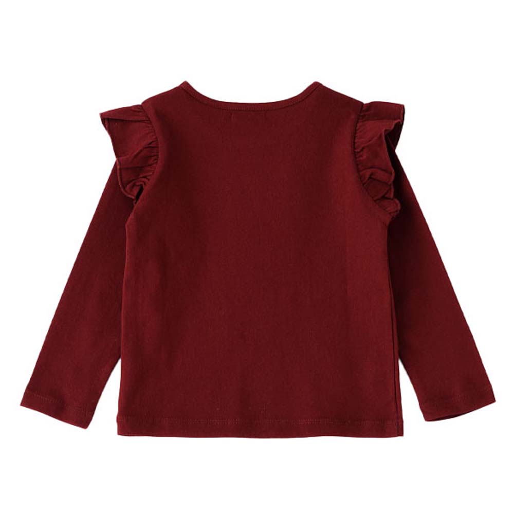 Jelliene Girls Knitted T-Shirt with Print - Maroon
