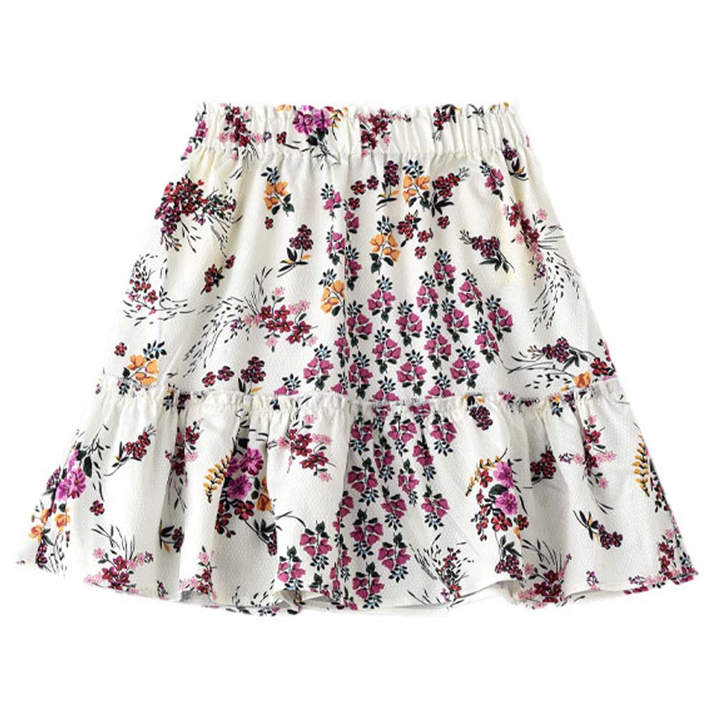 Jelliene Girls All Over Printed Woven Skirt - White