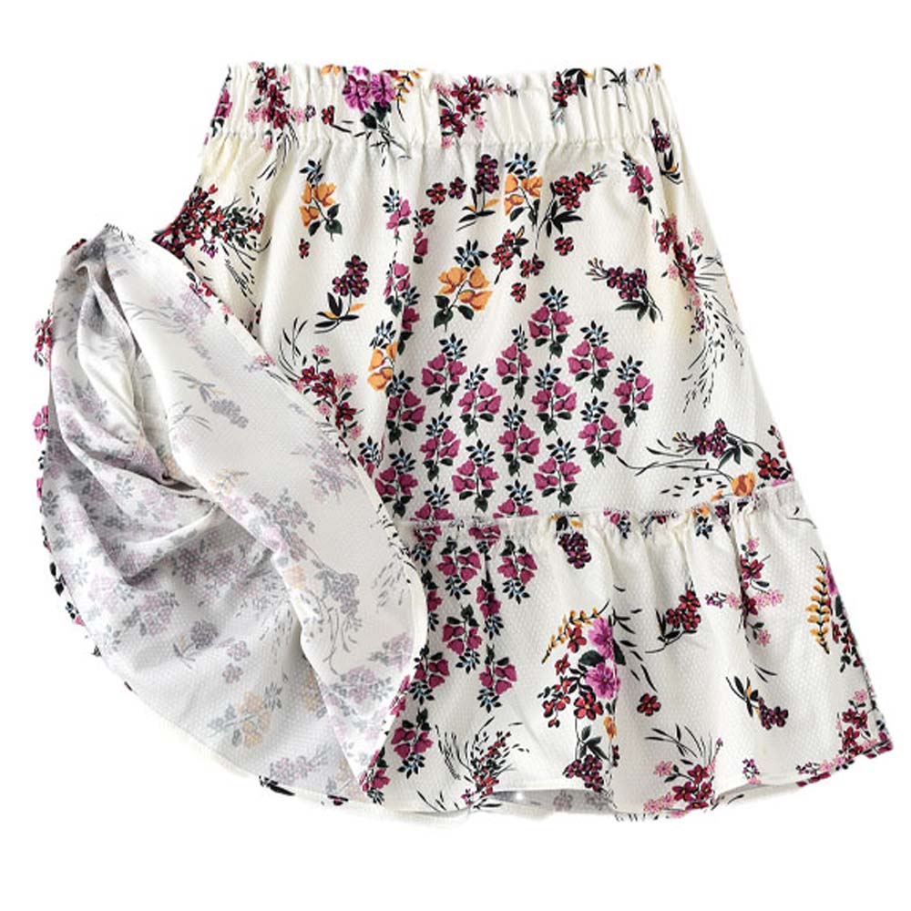 Jelliene Girls All Over Printed Woven Skirt - White