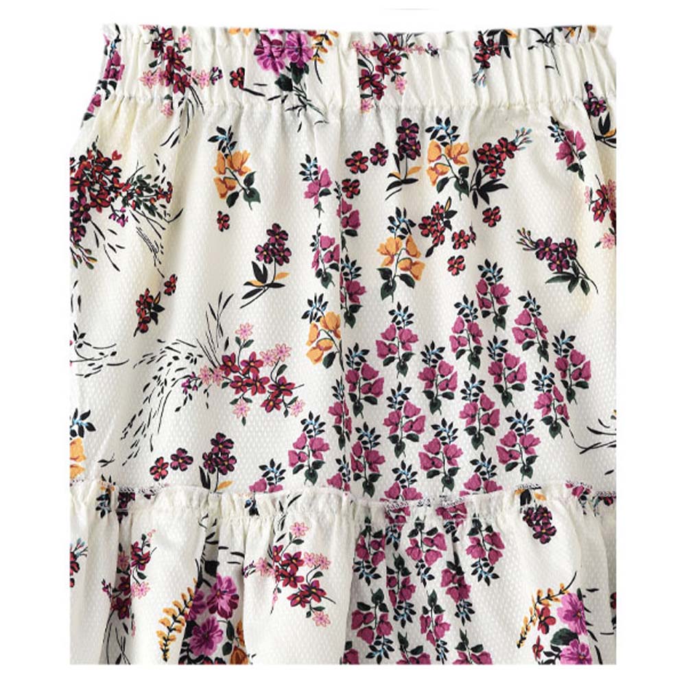Jelliene Girls All Over Printed Woven Skirt - White