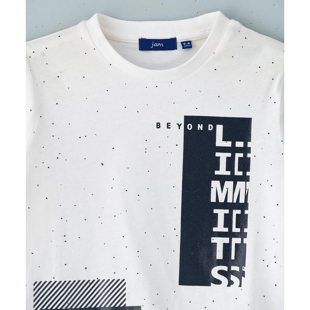 Jam Round Neck Full Sleeves Printed T-Shirt - Ivory