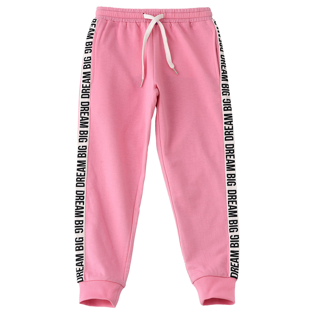 Jelliene Knit Jogger with Tape at Side Seam - Pink