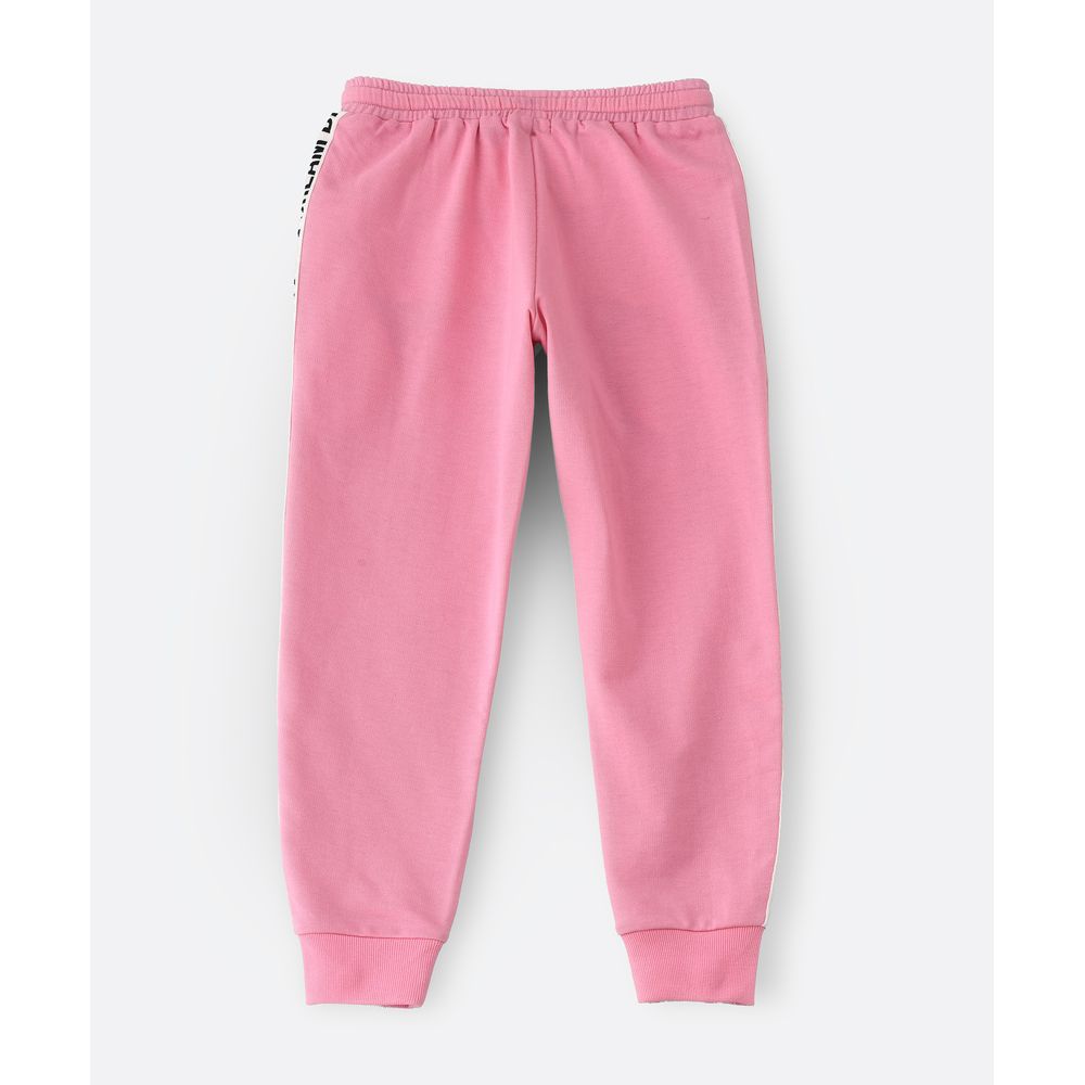 Jelliene Knit Jogger with Tape at Side Seam - Pink