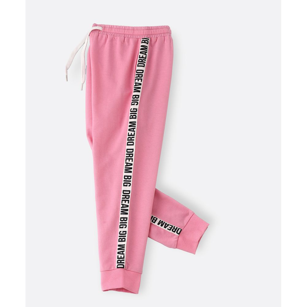 Jelliene Knit Jogger with Tape at Side Seam - Pink