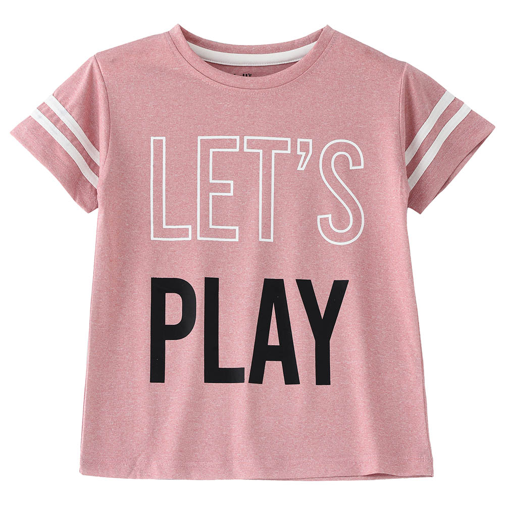 Jelliene Knit T-Shirt with Print at Front - Pink