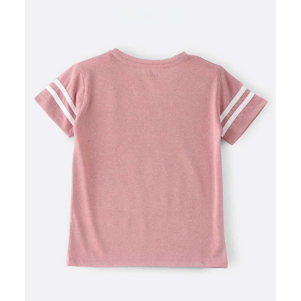 Jelliene Knit T-Shirt with Print at Front - Pink