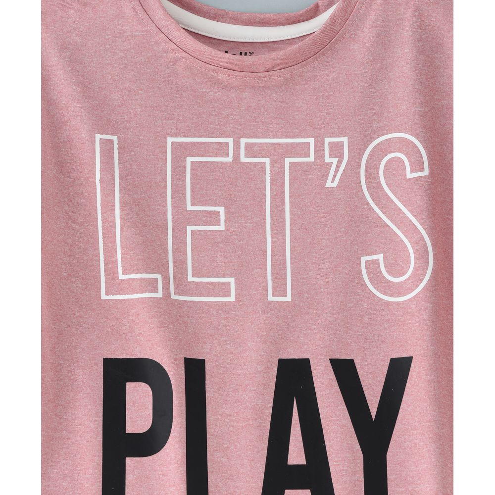 Jelliene Knit T-Shirt with Print at Front - Pink