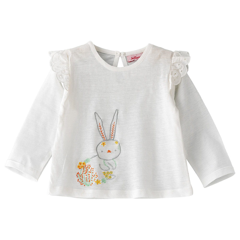 Jelliene Rabbit Print Top - White
